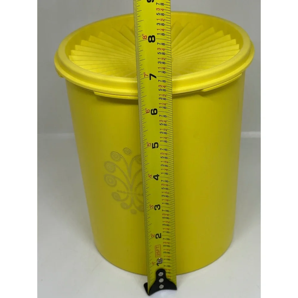 VTG Tupperware Canister Yellow Sunburst Seal Starburst Retro Kitchen Storage